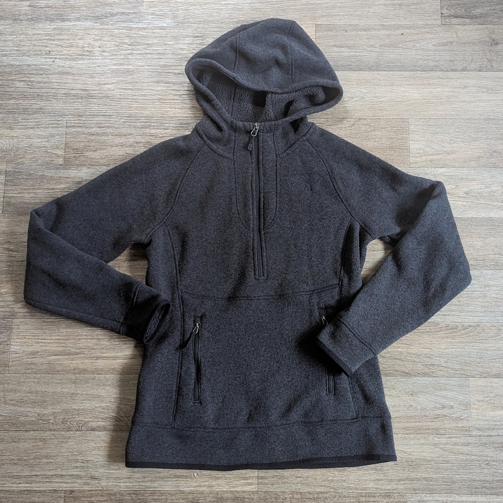 The North Face Women's Crescent 1/2 Zip Pullover Heathered Black Fleece Size Sm